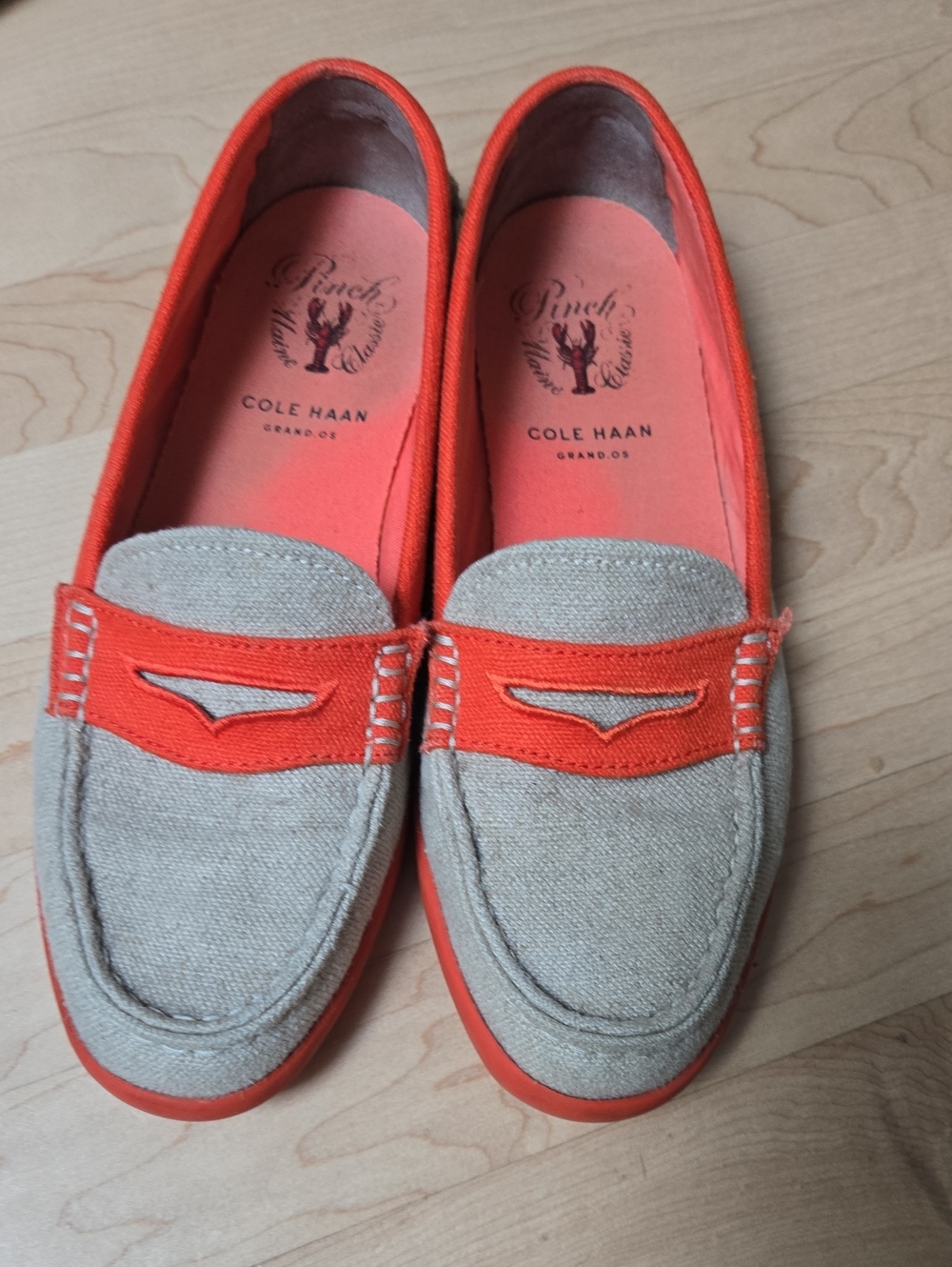 Women's Two-Tone Beige and Orange Cole Haan Grand.Os Loafers